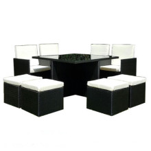 Practical Black PE Rattan Garden Dining Cube Set